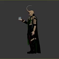 Male Fantasy Character With Golden Horns Green Cape And Glowing Blue Orb