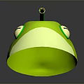 Green Cartoon Turtle With Yellow Belly And Green Pen On Head Closed Eyes