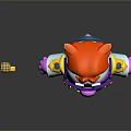 Pig Shaped Game Movie Character With Orange Hair Purple Sunglasses Golden Microphone And Record Player