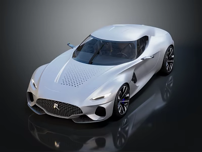 Silver Sleek Modern Sports Car With Streamlined Body And Black Alloy Wheels 3d model