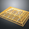 Wooden Roof Truss Structure With Grid Frame And Support Beams For Construction