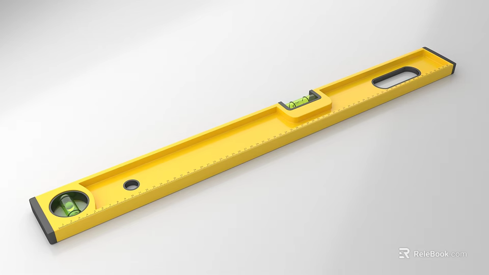 Yellow Spirit Level Measuring Tool With Clear Bubble Vials For Construction Use 3d model 