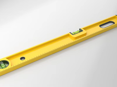 Yellow Spirit Level Measuring Tool With Clear Bubble Vials For Construction Use 3d model