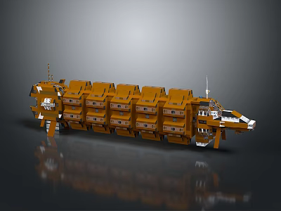 Orange Multi layer Block Model With Detailed Design Featuring Platforms And Antennas 3d model
