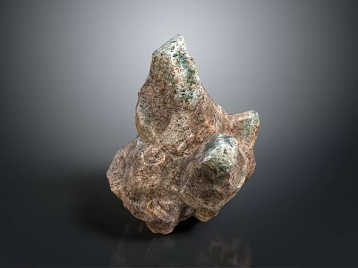 Natural Stone With Green Spots And Wood Base For Home Decorative Art 3d model