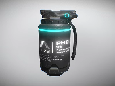 Tactical Grenade With Green Glowing Ring Black Body And Flame Spray Function 3d model