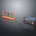 Other Electronic Experimental Device With Wooden Frame Colored Wires And Control Box