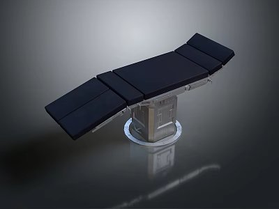 Adjustable Medical Operating Table With Black Mattress And Metal Frame Structure 3d model