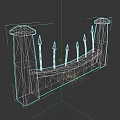 Stone Fence With Decorative Pillars And Metal Spikes For Garden Security