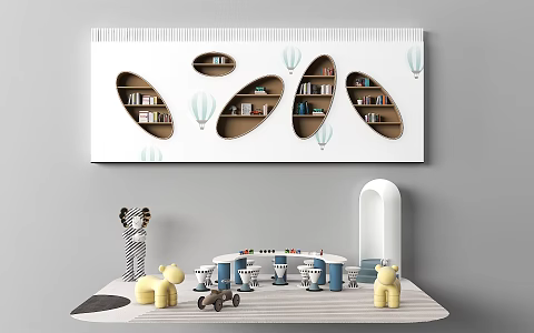 Kindergarten image wall kindergarten background wall play area 3d model