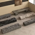 Modern Multiple Landscape Seats With Various Stone Textures And Colors In Indoor Setting 3d model