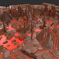 Micro Terrain Model With Volcanic Landforms Lava Flows And Dead Trees 3d model
