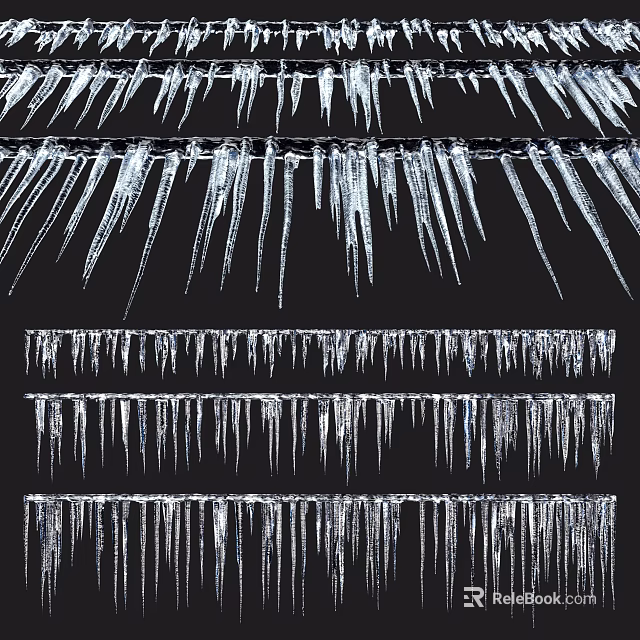 Garden Decorative Icicles With Various Lengths And Arrangements As Winter Accents 3d model 