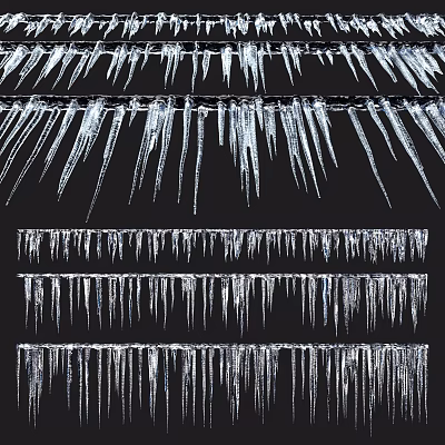 Garden Decorative Icicles With Various Lengths And Arrangements As Winter Accents 3d model