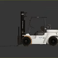 Industrial Forklift Vehicle With Front Forks Cabin White Body And Large Wheels