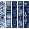 Blue And White Square Rugs With Various Tie Dye And Geometric Patterns 3d model