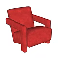 Red Single Sofa With Modern Design And Velvet Upholstery For Minimalist Interior Armrests