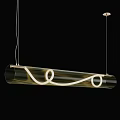 Modern Elegant Wave Shaped Metal Hanging Chandelier With Soft Lighting For Interior Space