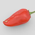 Single Fresh Ripe Red Pepper With Green Stem On Gray Background 3d model