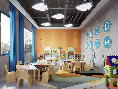 Modern Kindergarten Children's Classroom 3d model