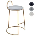 Modern Bar Stools With Gold Metal Frame Round Seat And Circular Backrest