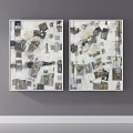 Abstract Painting Diptych With Geometric Shapes Neutral Tones Textured Modern Art Wall Decor