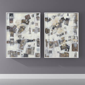 Modern abstract painting simple gray living room abstract decorative painting 3d model