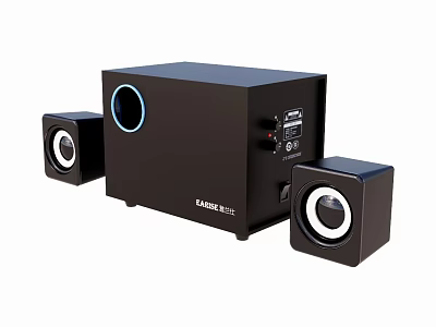 Black Speaker System With Subwoofer And Satellite Speakers For Home Audio 3d model