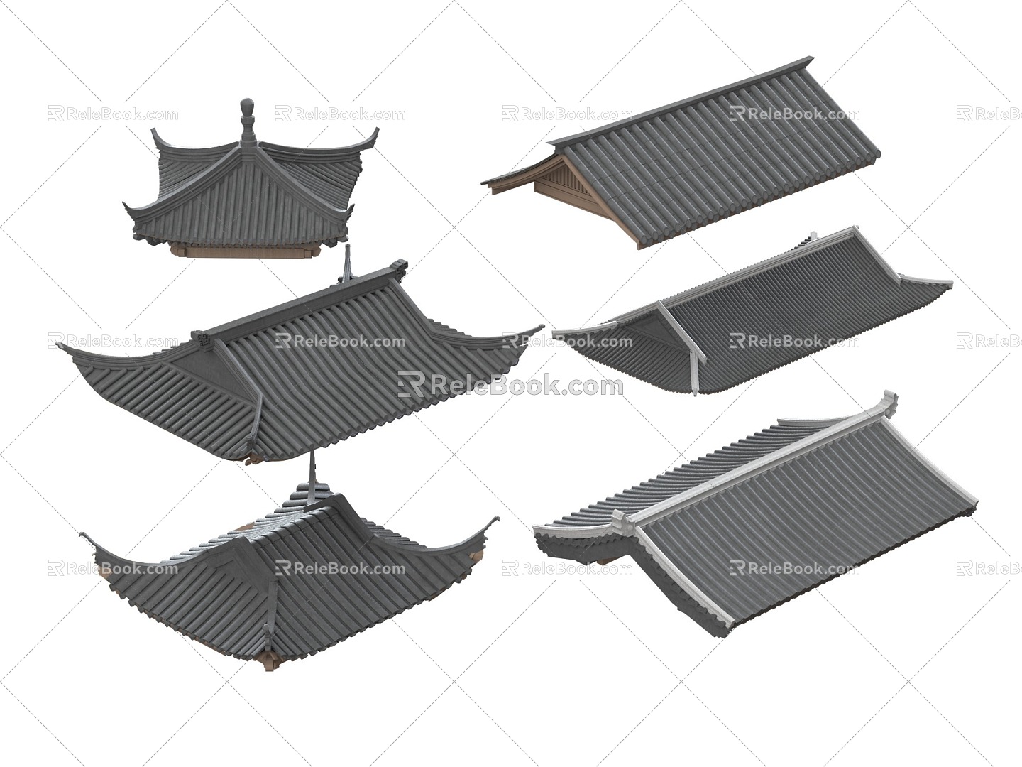 New Chinese Style Roof Ancient Building Roof Eaves Tiles 3d model