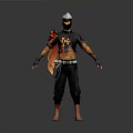 3D Model Men's Black Orange Costume With Helmet And Gloves Outfit