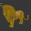 Realistic Lion with Thick Mane Standing on Gray Background Showing Reflection
