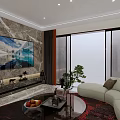 Basement Interior Design with Wooden Cabinets Marble Countertops and Green Plants