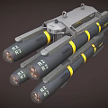 Military Weapon System With R2 Marked Missiles Black Yellow Stripes And Launcher Unit