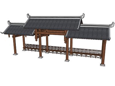 Chinese Style Pavilion Roll Shed Xieshan Lingnan Ancient Architecture Landscape Pavilion 3d model