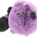 Adorable Purple Fluffy Round Plush Toy With Black Ears And Tail