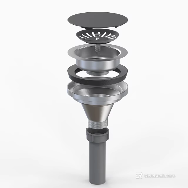 Industrial Metal Stacked Structure With Funnel Shaped Parts Circular Rings And Base 3d model 