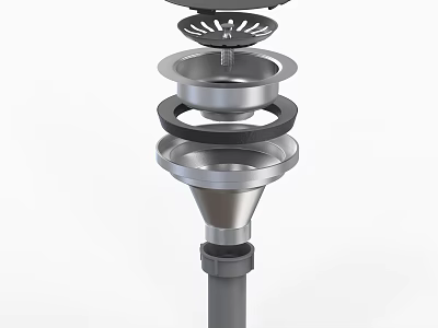 Industrial Metal Stacked Structure With Funnel Shaped Parts Circular Rings And Base 3d model