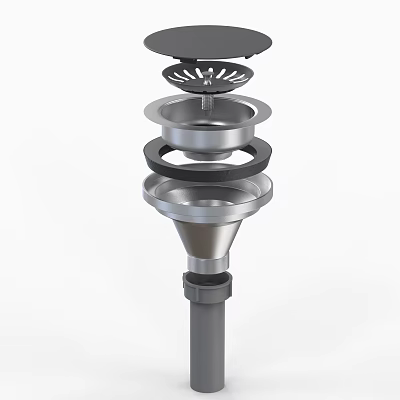 Industrial Metal Stacked Structure With Funnel Shaped Parts Circular Rings And Base 3d model