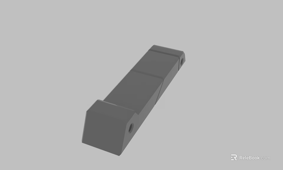 Gray Industrial Mechanical Component 3D Model With Rectangular Sections And Holes 3d model 