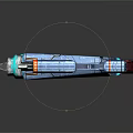 Futuristic Sci Fi Weapon Featuring Blue Red Accents And Tactical Design Elements