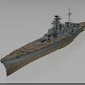 Large Classic Battleship Model Naval Vessel With Deck Turrets And Upper Structure 3d model