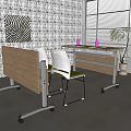 Mobile Conference Table Interior With Light Green Chairs Metal Frame Blinds And Artwork