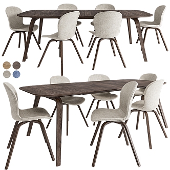 Hogg Dining Table and Chair 3d model