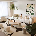 Modern Sofa Coffee Table Combination Cream Sofa Coffee Table Combination 3d model