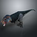 Realistic Tyrannosaurus Rex 3D Model With Open Mouth Colorful Head Texture And Dark Body