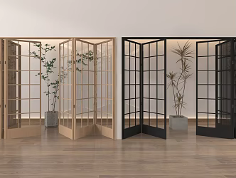 Modern solid wood folding door multi-link sliding door 3d model