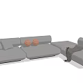 Modern Light Gray Sectional Sofa With Comfortable Cushions And Throw Blanket 3d model