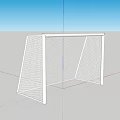 Soccer Field With White Goalpost And Net Under Blue Sky With Clouds