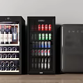 Black Wine Cooler Beverage Fridge and Compact Freezer for Home Storage 3d model
