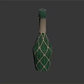 Green Bottle With Beige Netting Wrap And Green Cap For Daily Use